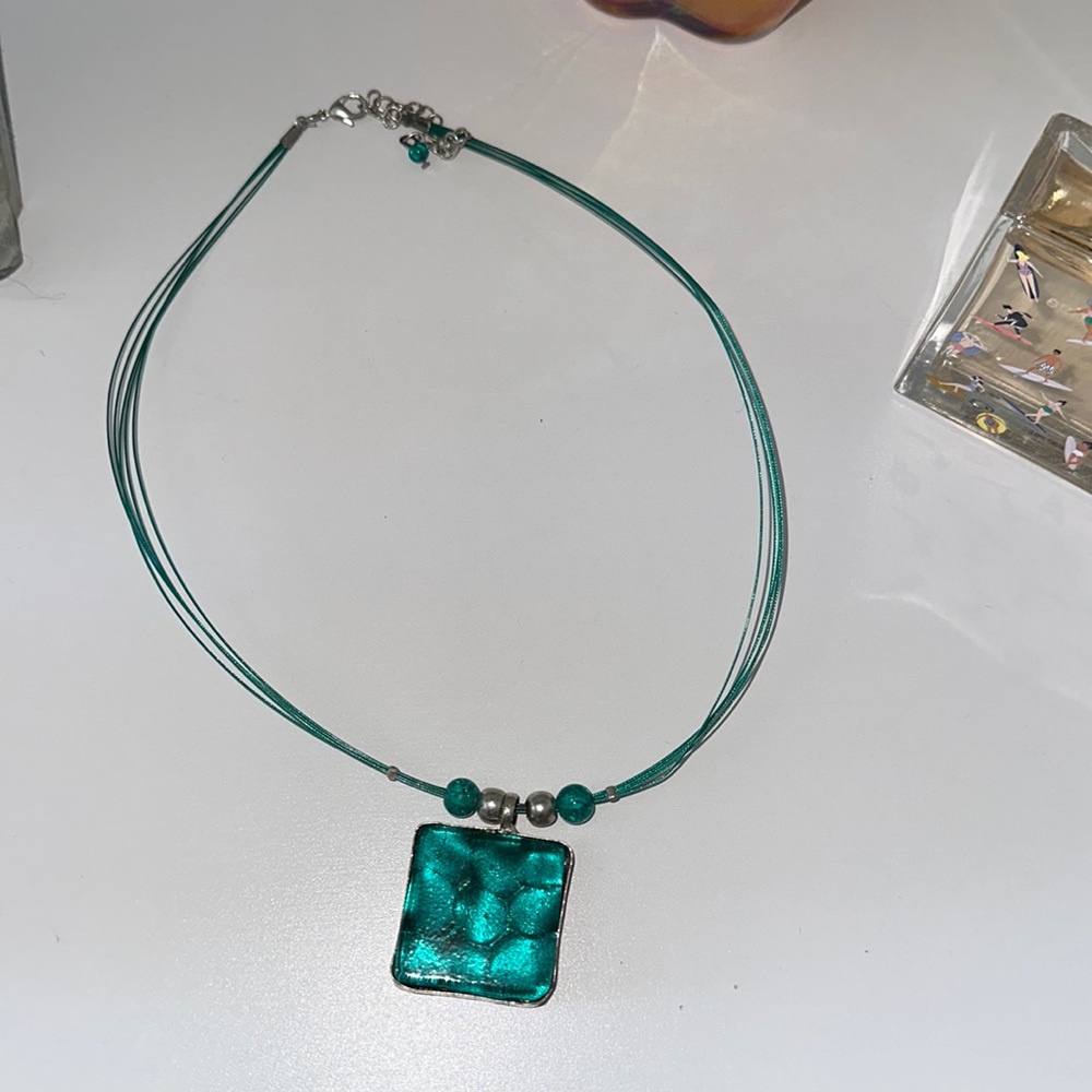 Turquoise Blue murano glass necklace